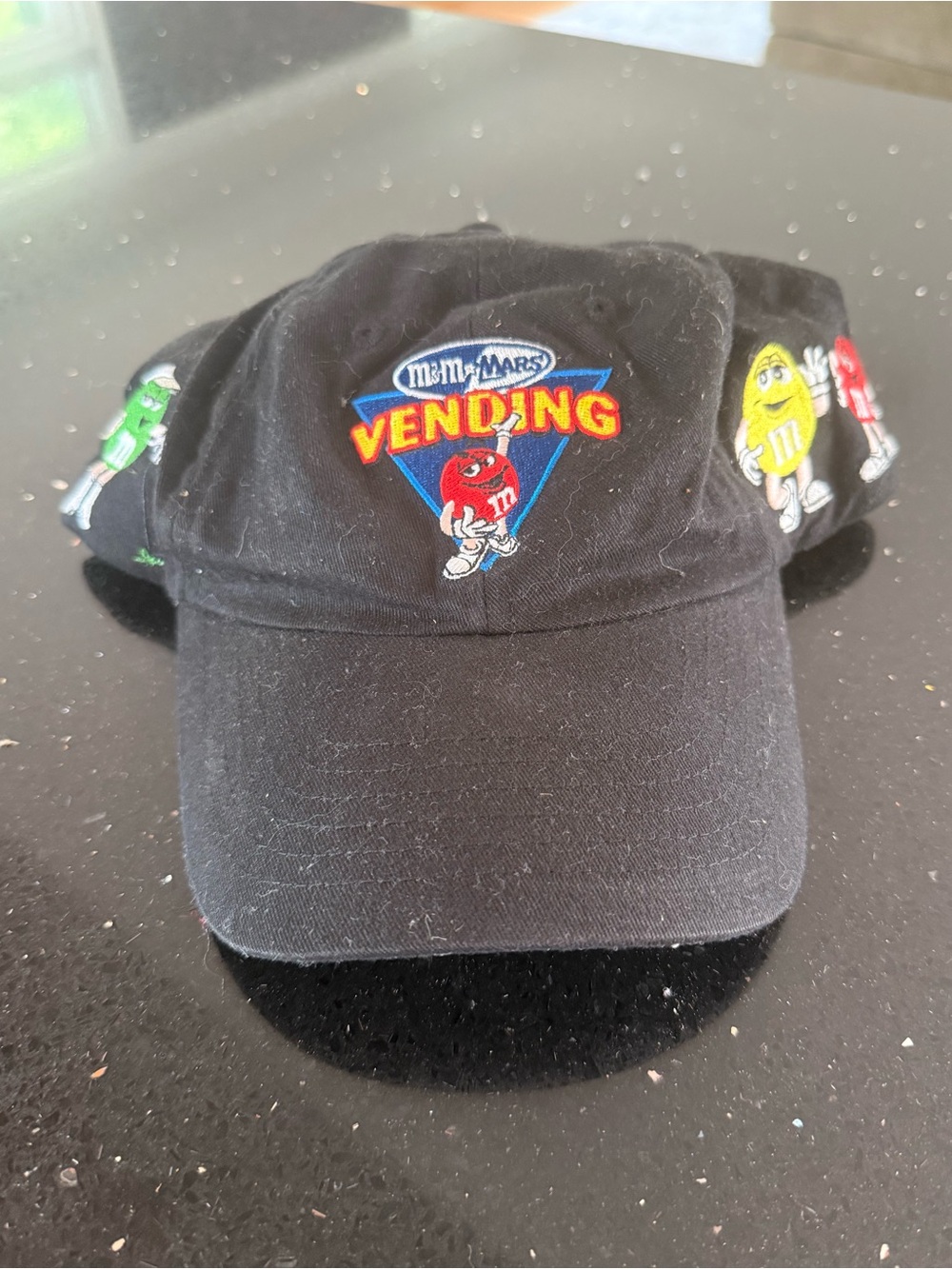M&M'S Mars Vending Black Hat with Red, Yellow & Green Character Embroidery